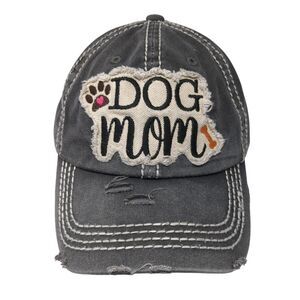 Dog Mom Strapback Hat Gray OS Adjustable Embroidered Distressed KB ETHOS Vintage